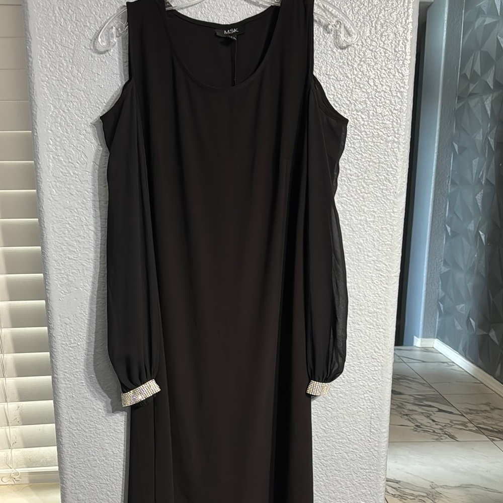 MSK Black Cold Shoulder Sheath Dress